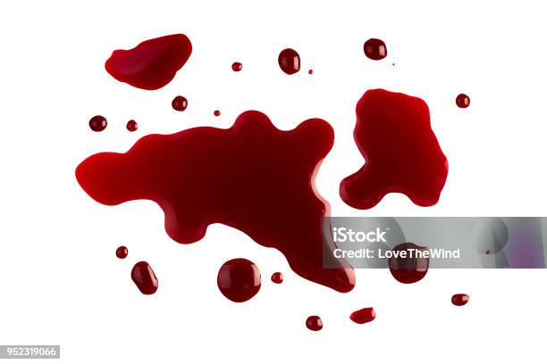 Drop Red Blood Bleeding Dripping Splash Isolated On White Background Stock Photo - Download Image Now