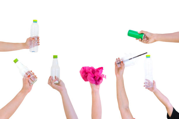 istock Hand hold show Recyclable plastic bottle bag a White background 952326654