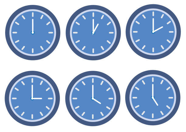 2 - clock face clock number 6 time stock-grafiken, -clipart, -cartoons und -symbole