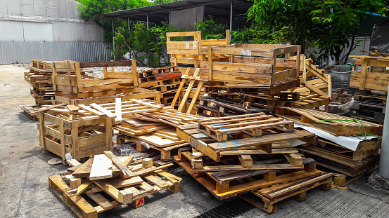 Pile of pallet wood in area