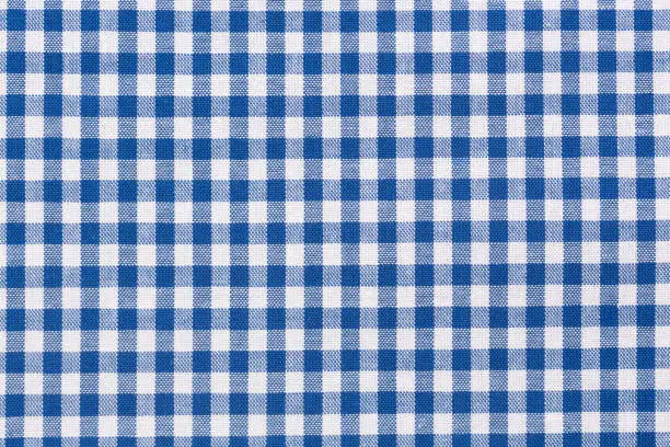 Photo of Blue and white checkered tablecloth