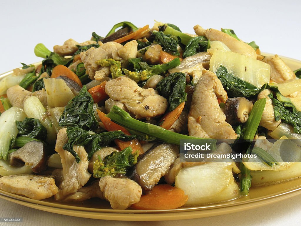 Stir-Fried Chicken & Vegetables  Stir-Fried Stock Photo