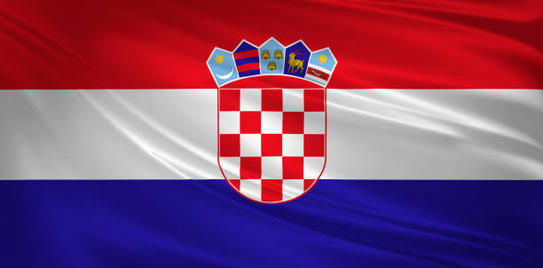 istock Croatia flag blowing in the wind. Background texture. 3d rendering, waving flag. 952355548