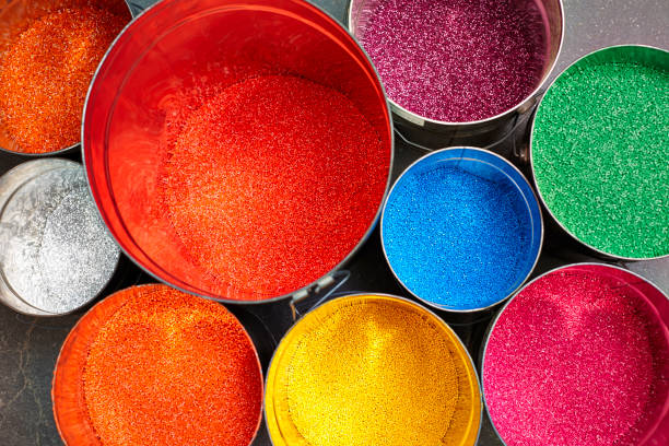 Assortment of colorful paint cans