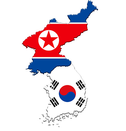 North Korea and South Korea - map flag icon