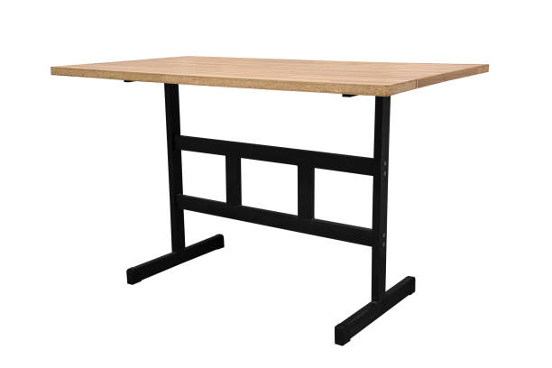 istock Wooden table with steel legs isolated 952371252