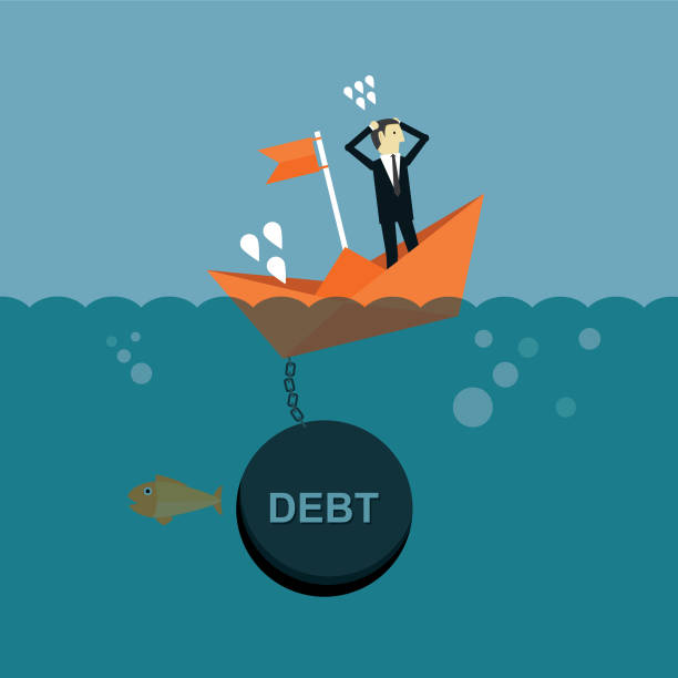 ilustrações de stock, clip art, desenhos animados e ícones de boat sinks in water - debt finance despair water