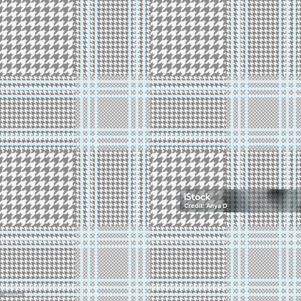Overcheck Pattern Seamless Glen Plaid Pattern In Grey And White With Pale Blue Overcheck ...