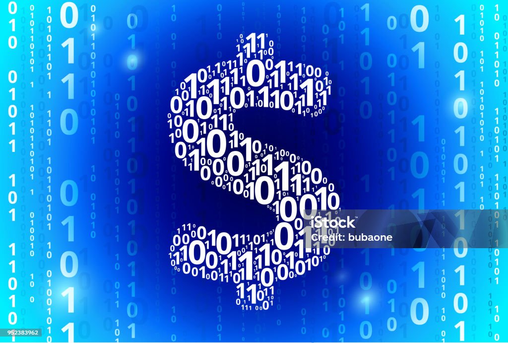 Dollar Sign Binary Code Blue Vector Pattern Background Stock ...