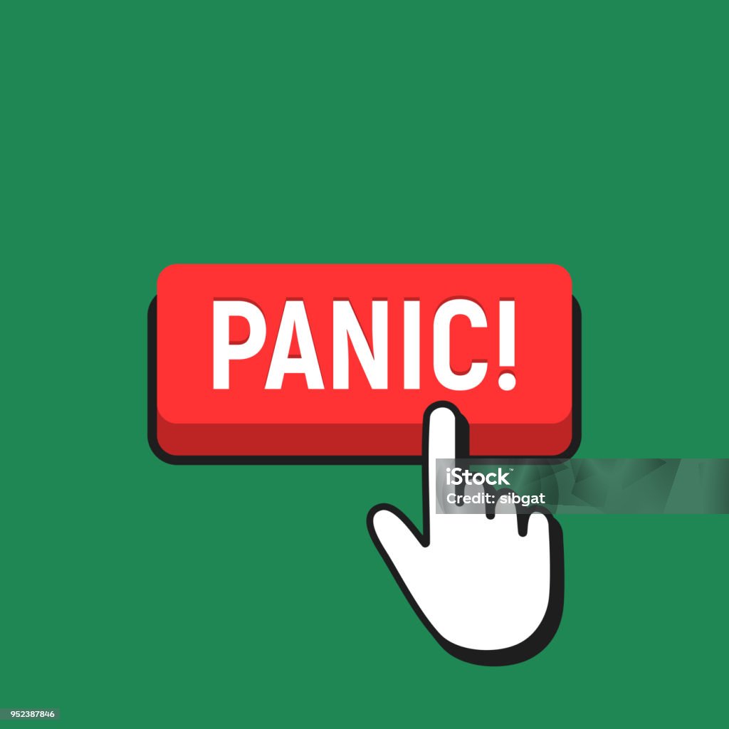 Nervous Button Click Hand Mouse Cursor Clicks The Panic Button Stock Illustration - Download ...