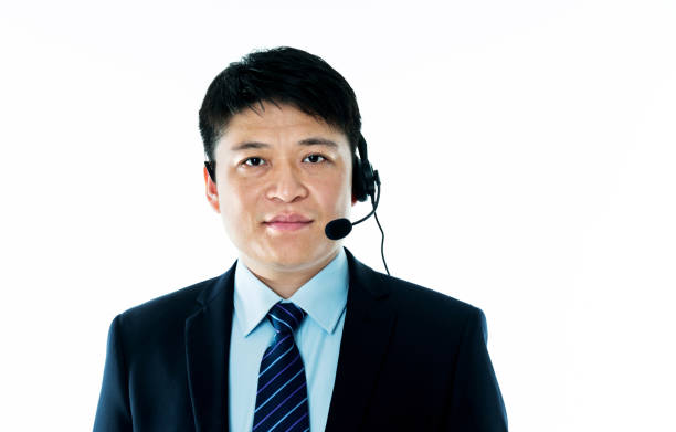 istock Male call center on white background 952388008