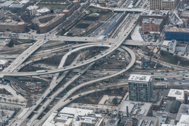 istock Aerial View of Road Intersection in Chicago 952388224
