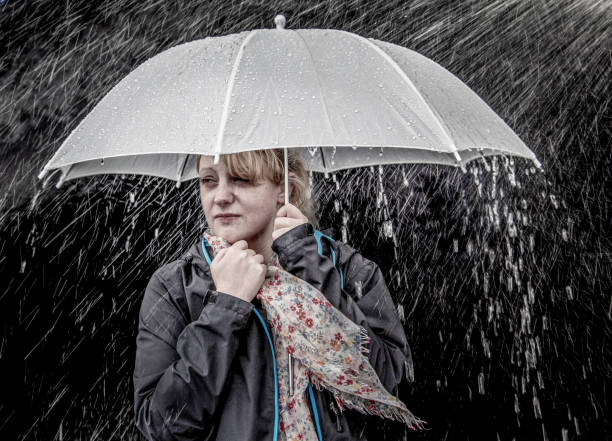 istock young woman under a white umbrella on a rainy day 952388832