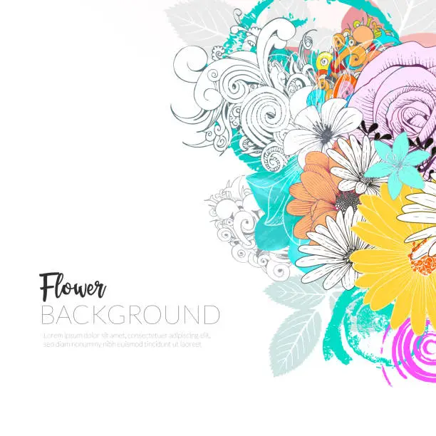 Vector illustration of Floral Handrawn Background