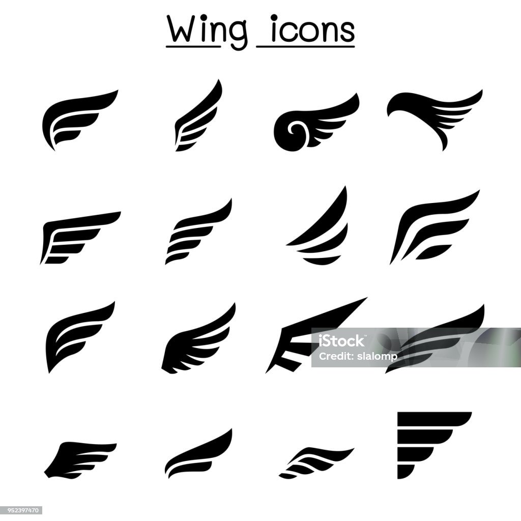 Wing icon set Animal Wing stock vector