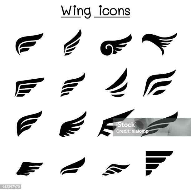 Wing Icon Set Stock Illustration - Download Image Now - Animal Wing, Logo, Icon Symbol