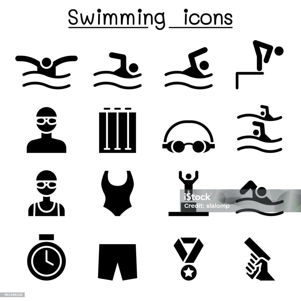 Conception graphique de natation icon set vector illustration - clipart vectoriel de Natation libre de droits