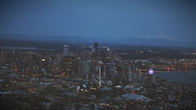 Helicopter Film Seattle City Mt Rainier Background