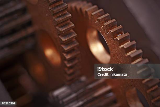 Industrial Gears Background Stock Photo - Download Image Now - Bronze - Alloy, Bronze Colored, Close-up