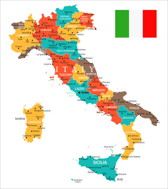 illustrazioni stock, clip art, cartoni animati e icone di tendenza di mappa dell'italia - vettore - italy map sicily cartography
