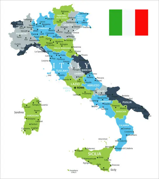 Vector illustration of Map of Italy - Vector