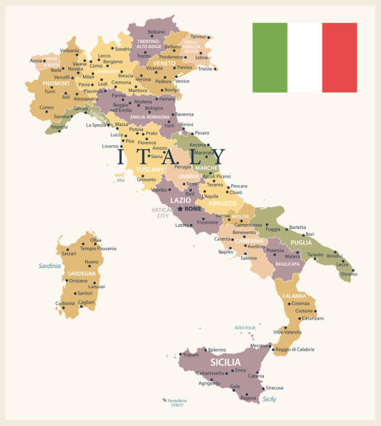 21 - イタリア - ヴィンテージ分離 10 - italy map sicily cartography点のイラスト素材／クリップアート素材／マンガ素材／アイコン素材