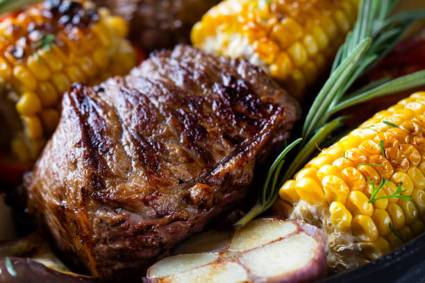 istock Piece of fried meat surrounded by corn 952422654