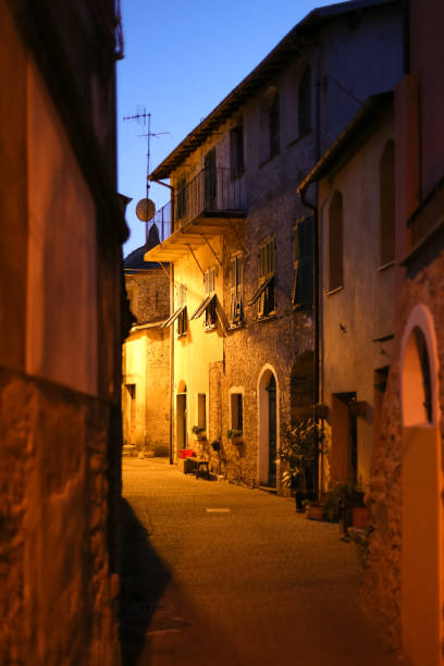 istock Old italian Village at night in Liguria, Italy 952425608