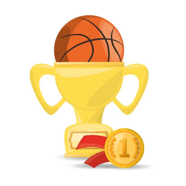 Vector illustration of basketbal trophy and win the competition game