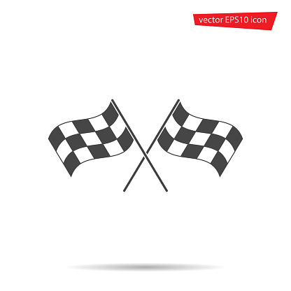 Gray Checkered Flag Icon Motocross Modern Simple Flat Sign Sport