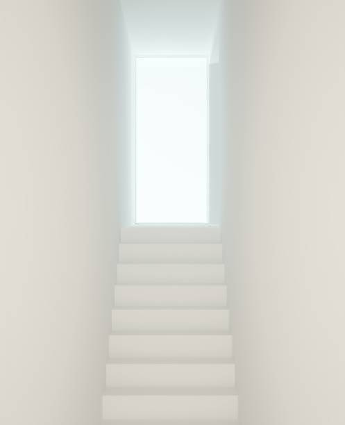 istock Up the stairs wall white background- 3d rendering minimal japanese 952446650