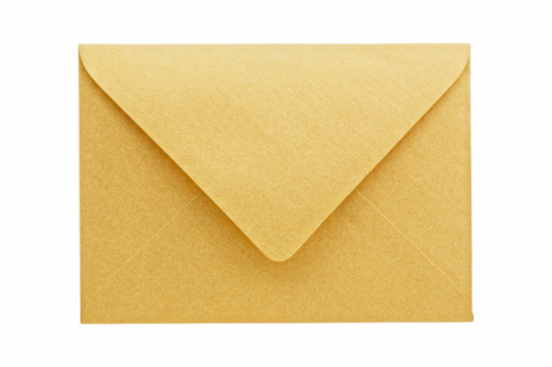 White torn envelope with copy space on table