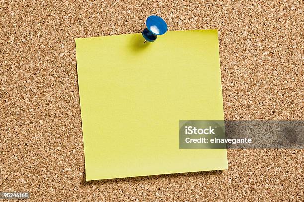 Yellow Remainder Note Stock Photo - Download Image Now - Adhesive Note, Attached, Blank