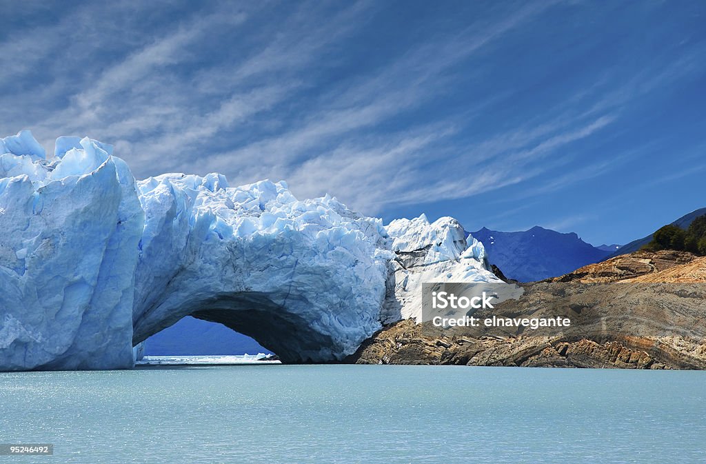 Bridge of ice in Perito Moreno glacier.  Moreno Glacier Stock Photo