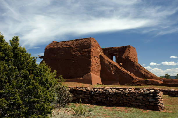 Ruined Mission at Pecos Monument, New Mexico stock photo