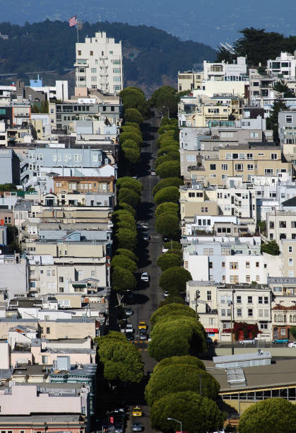 Lombard Street to Telegraph Hill, San Francisco stock photo