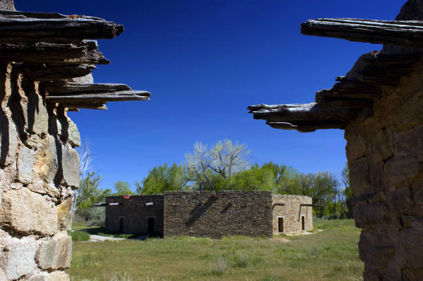 Reconstructed Great Kiva at Aztec Ruins,  New Mexico stock photo
