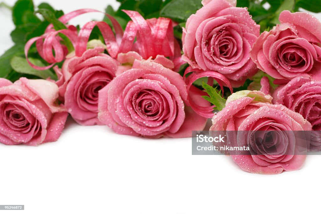 Rosas com fita - Foto de stock de Bouquet royalty-free