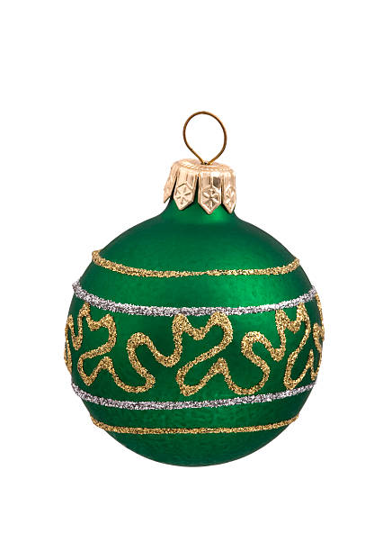 istock green christmas ball with silver and golden strips 95246900
