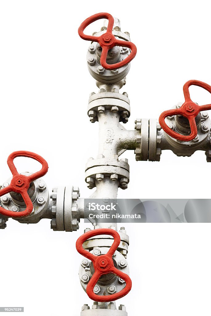 Gas valves and Pipes isolated on white background  Bolt - Fastener Stock Photo