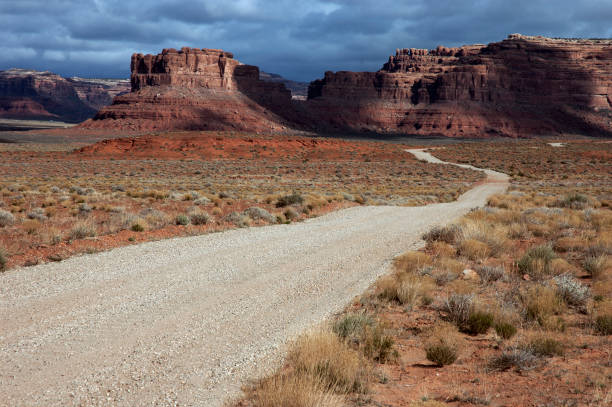 Road into Valley of the Gods with Storm, Utah stock photo