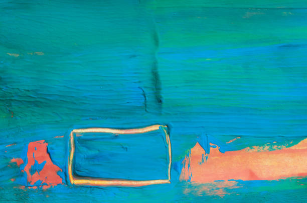 abstract gouache art of painting. Pastose colors green blue and red orange, detail