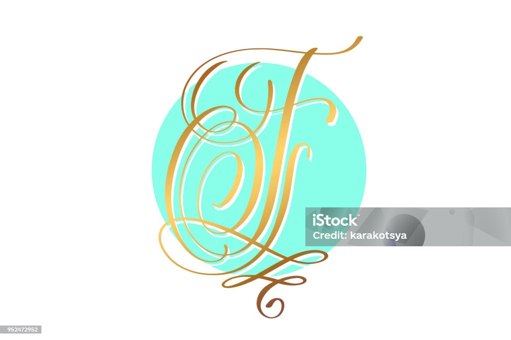 Blue Background Gold Lettering Gold Calligraphy Letter On Circle Blue Background Stock Illustration ...