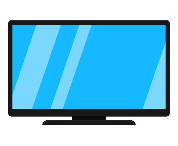 illustrations, cliparts, dessins animés et icônes de cartoon noir tv moderne isolé sur blanc - symbol computer icon digital display sign