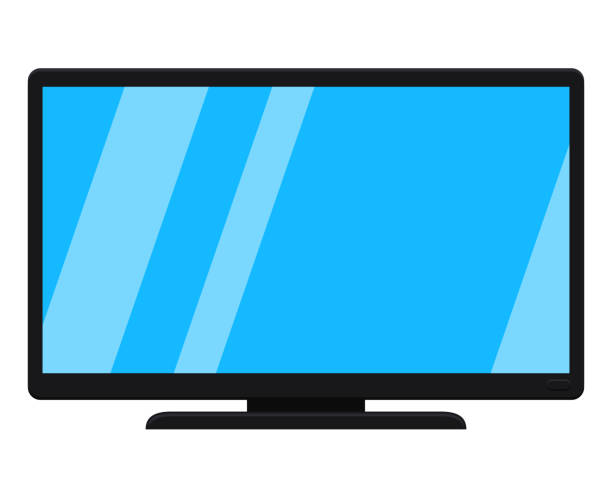 흰색 절연 검은 현대 tv 만화 - television flat screen high definition television liquid crystal display stock illustrations