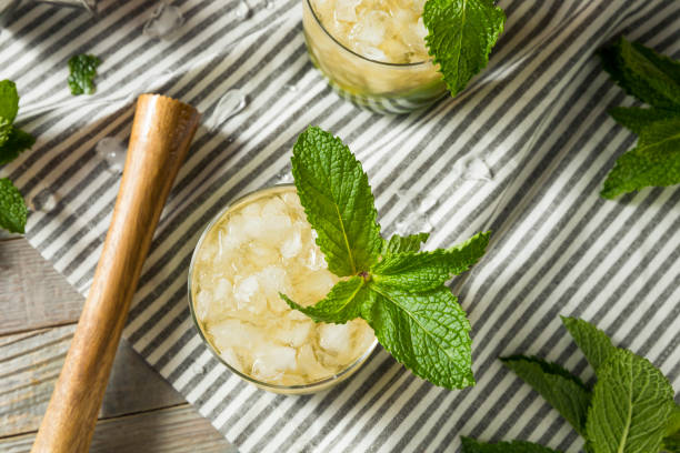Homemade Derby Mint Julep Homemade Derby Mint Julep with Kentucky Bourbon mint julep photos stock pictures, royalty-free photos & images