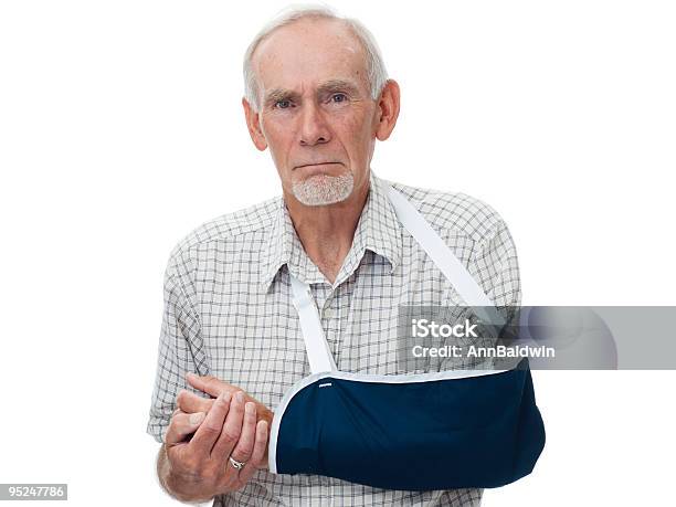 Senior Man With Arm In Sling Stock Photo - Download Image Now - Arm Sling, Men, Bone Fracture