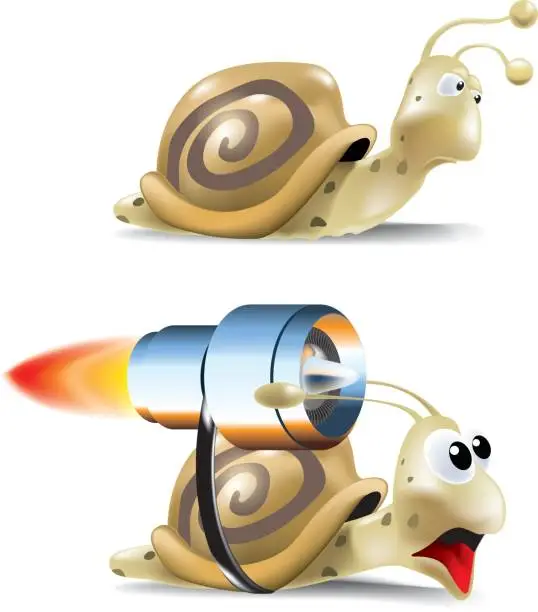 Vector illustration of Fast and Slow Snail
