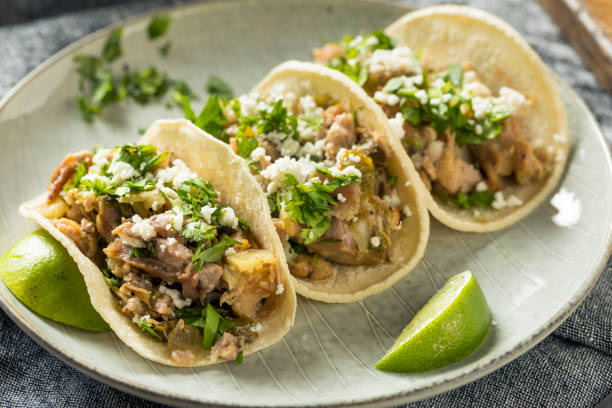 carnitas tacos di maiale fatte in casa - latin american culture meat food ready to eat foto e immagini stock