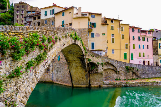 Bridge of Dolceacqua (Imperia, Liguria, Italy). stock photo